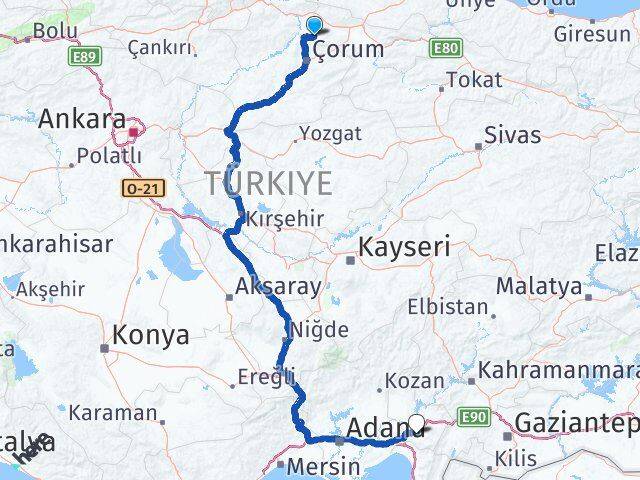 Amasya Hamamözü Osmaniye Arası Kaç Km - Yol Haritası