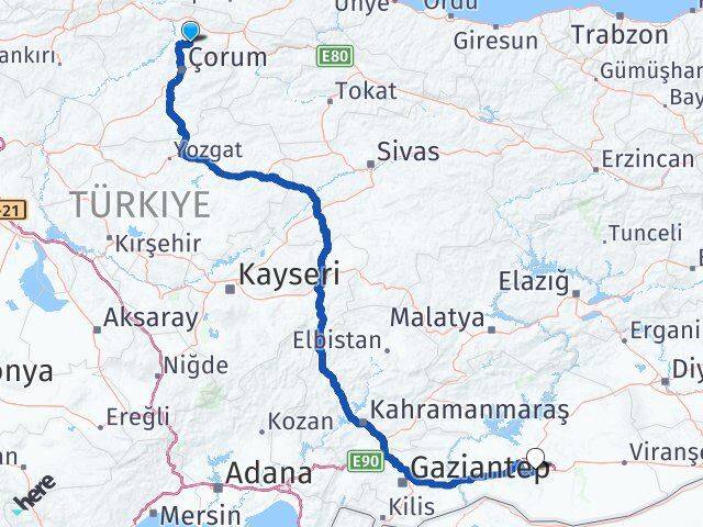 Amasya Hamamözü Şanlıurfa Arası Kaç Km - Yol Haritası