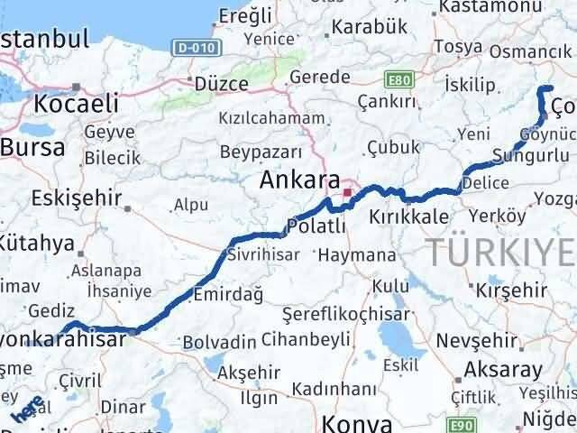 Amasya Hamamözü Uşak Arası Kaç Km - Yol Haritası