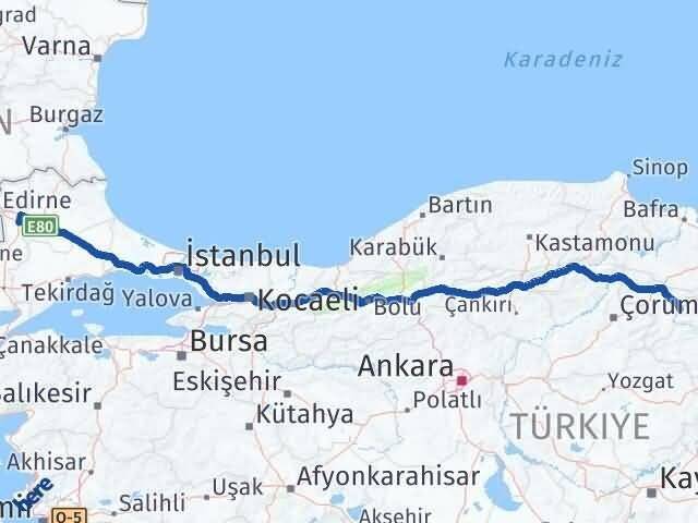 Amasya Havsa Edirne Arası Kaç Km - Yol Haritası