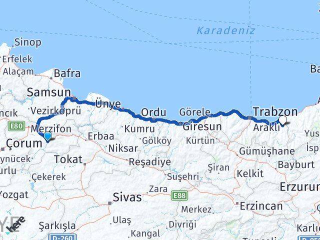Amasya Hayrat Arası Kaç Km - Yol Tarifi