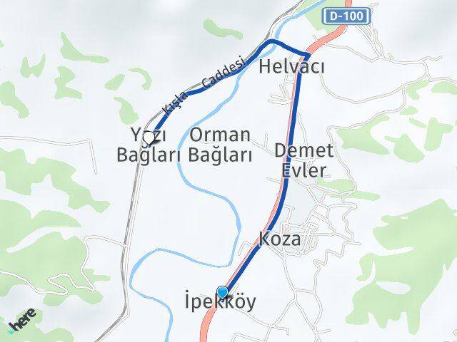 İpekköy Yazı Bağları Arası Kaç Km - Yol Tarifi