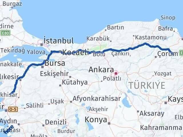 Amasya Kınık İzmir Arası Kaç Km - Yol Haritası