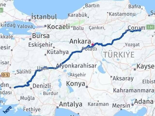 Amasya Köşk Aydın Arası Kaç Km - Yol Haritası