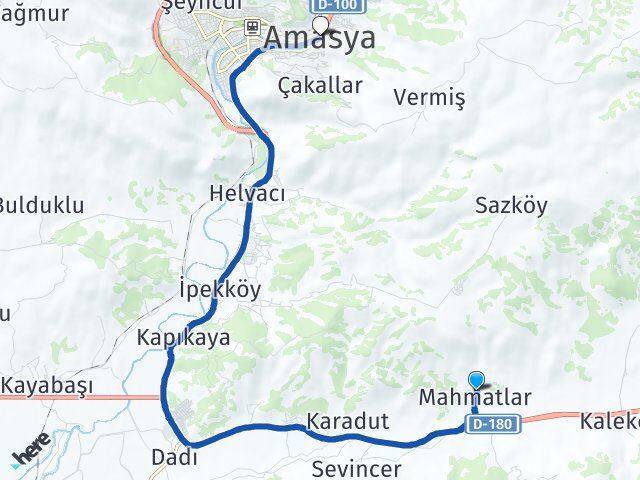 Mahmatlar Amasya Arası Kaç Km - Yol Tarifi