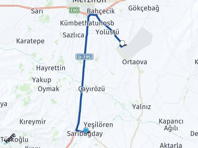 Sarıbuğday Merzifon Havalimanı Arası Kaç Km - Yol Tarifi