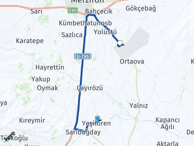 Yeşilören Merzifon Havalimanı Arası Kaç Km - Yol Tarifi