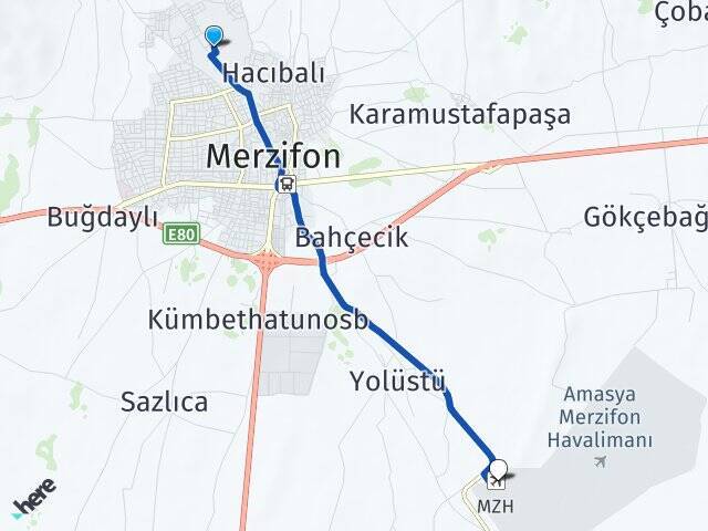 Yunus Emre Merzifon Havalimanı Arası Kaç Km - Yol Tarifi
