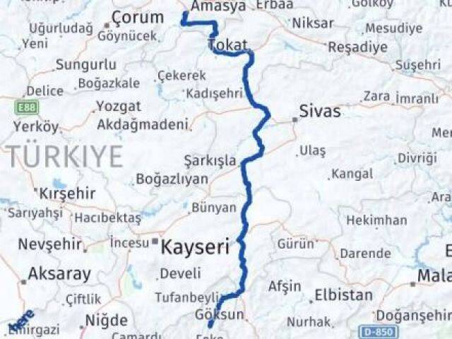 Amasya Saimbeyli Arası Kaç Km - Yol Tarifi
