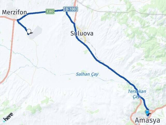 Şamlar Merzifon Havalimanı Arası Kaç Km - Yol Tarifi