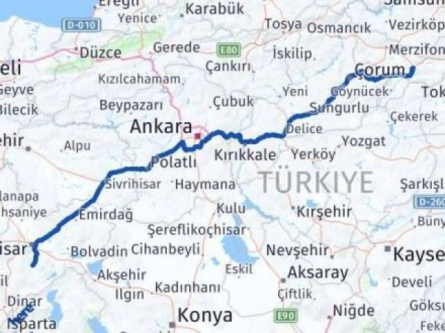 Amasya Şuhut Afyonkarahisar Arası Kaç Km - Yol Haritası