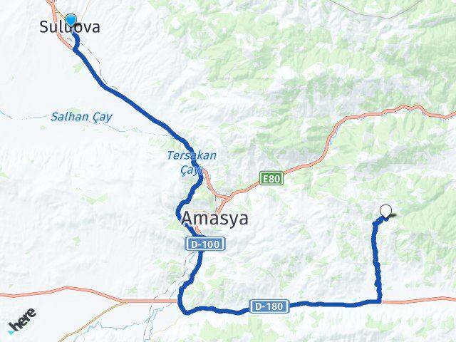 Amasya Suluova Abacı Arası Kaç Km - Yol Haritası