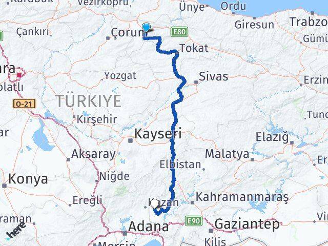 Amasya Sumbas Osmaniye Arası Kaç Km - Yol Haritası