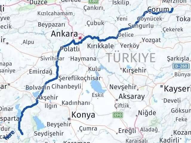 Amasya Sütçüler Isparta Arası Kaç Km - Yol Haritası