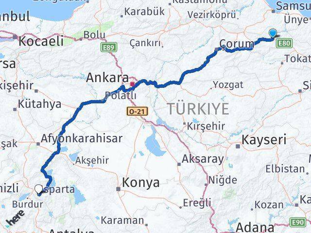 Taşova Isparta Arası Kaç Km - Yol Tarifi