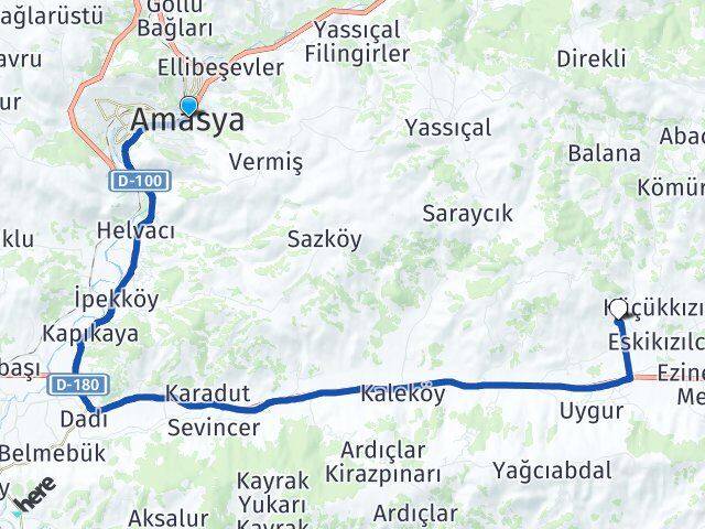 Amasya Tatar Arası Kaç Km - Yol Haritası