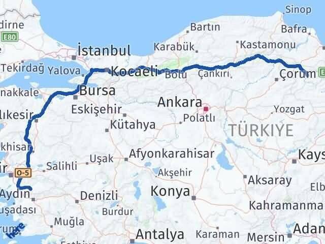 Amasya Tire İzmir Arası Kaç Km - Yol Haritası