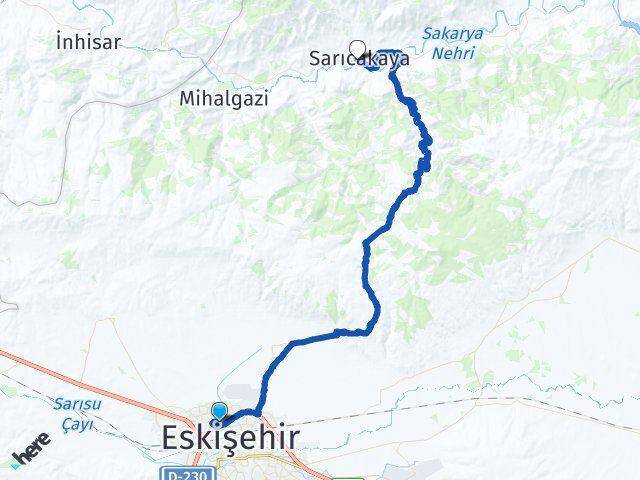Anadolu Üniversitesi Sarıcakaya Arası Kaç Km - Yol Tarifi