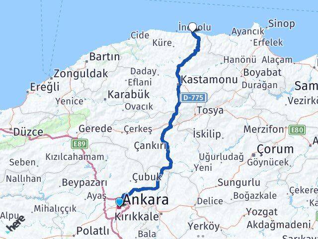 Ankara Abana Kastamonu Arası Kaç Km - Yol Haritası
