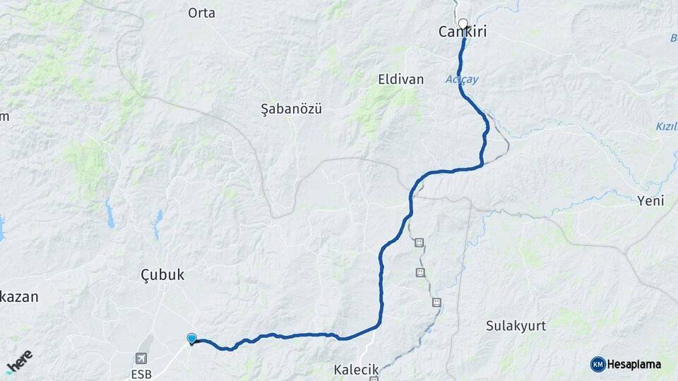 Akyurt Çankırı Arası Kaç Km - Yol Tarifi
