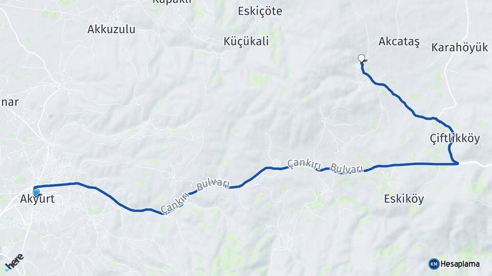Ankara Akyurt Elecik Akyurt Arası Kaç Km - Yol Haritası