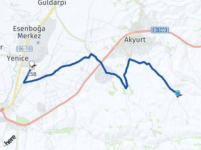 Karacalar Esenboğa Havalimanı Arası Kaç Km - Yol Tarifi