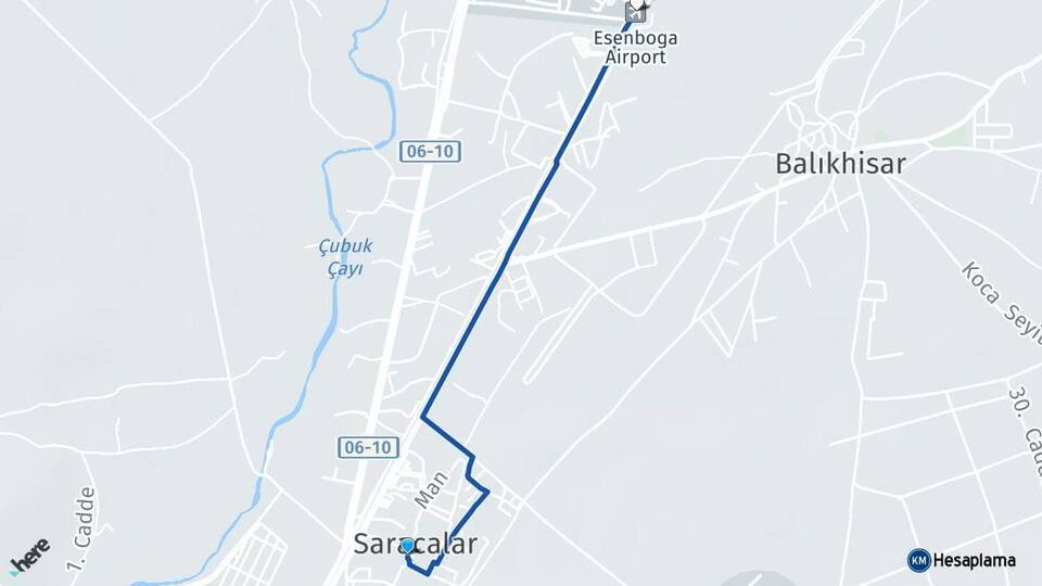 Saracalar Esenboğa Havalimanı Arası Kaç Km - Yol Tarifi