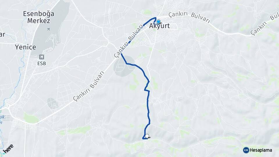 Ankara Akyurt Teberik Akyurt Arası Kaç Km - Yol Haritası