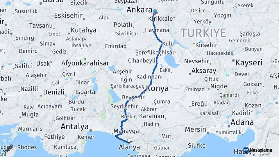 Ankara Alanya Antalya Arası Kaç Km - Yol Haritası