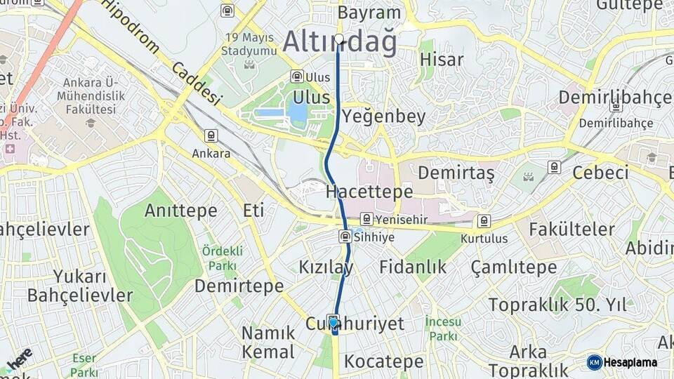 Ankara Altındağ Arası Kaç Km - Yol Haritası