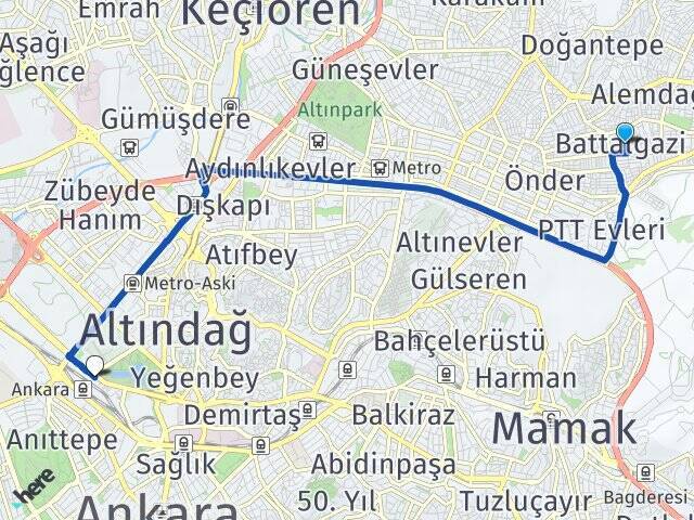 Battalgazi Ankara Tren Garı Arası Kaç Km - Yol Tarifi