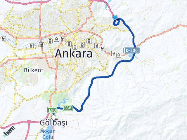 Ankara Altındağ Beşikkaya Gölbaşı Arası Kaç Km - Yol Haritası