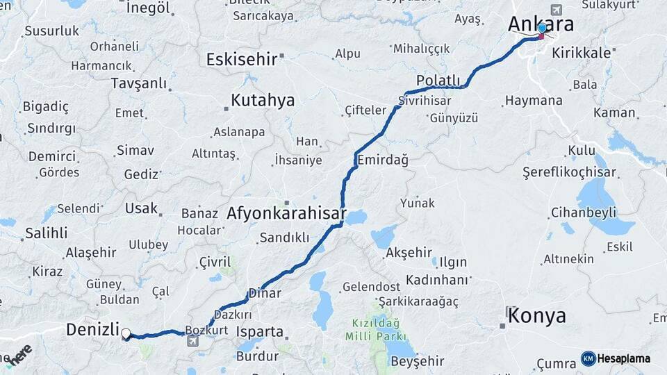 Altındağ Denizli Arası Kaç Km - Yol Tarifi