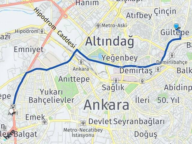 Gültepe Ankara AŞTİ Otogarı Arası Kaç Km - Yol Tarifi