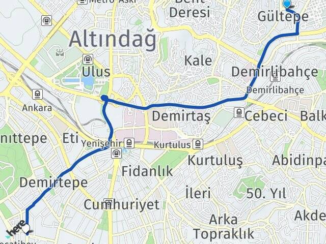 Gültepe Hacı Bayram Veli Üniversitesi Arası Kaç Km - Yol Tarifi