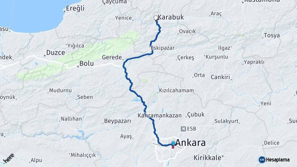 Altındağ Karabük Arası Kaç Km - Yol Tarifi