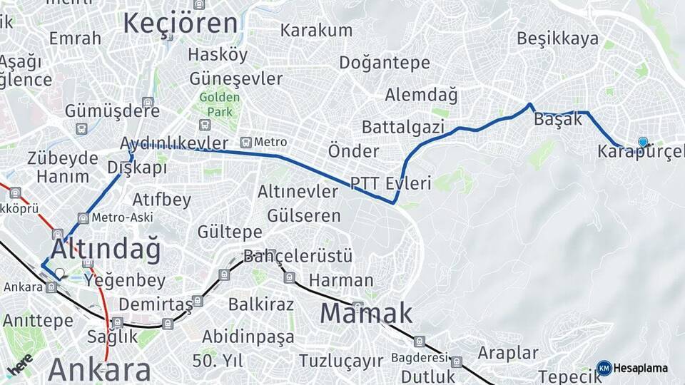 Karapürçek Ankara Tren Garı Arası Kaç Km - Yol Tarifi