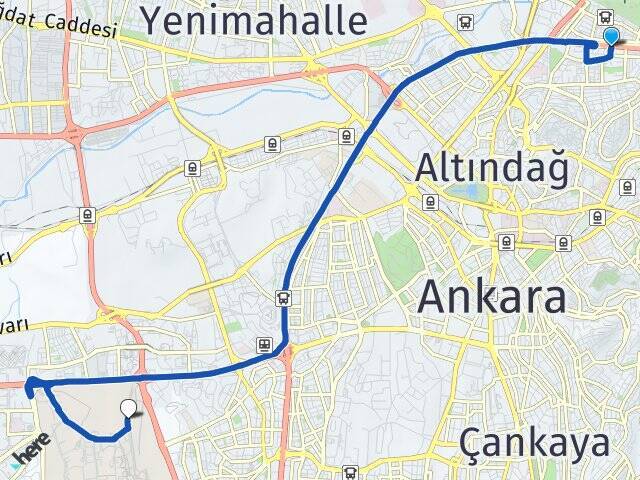 Örnek Orta Doğu Teknik Üniversitesi (ODTÜ) Arası Kaç Km - Yol Tarifi