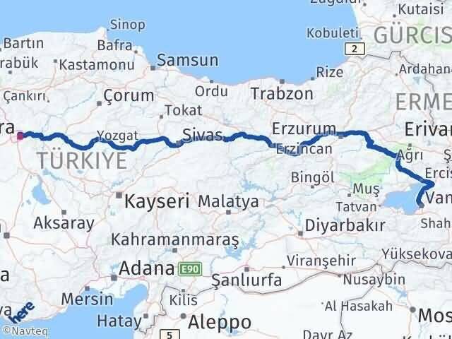 Ankara Altındağ Van Arası Kaç Km - Yol Haritası