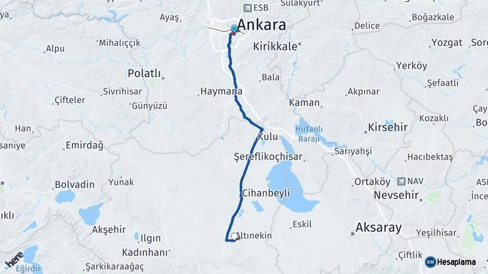 Ankara Altınekin Arası Kaç Km - Yol Tarifi
