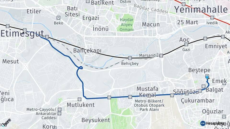 Ankara AŞTİ Otogarı Etimesgut Arası Kaç Km - Yol Tarifi