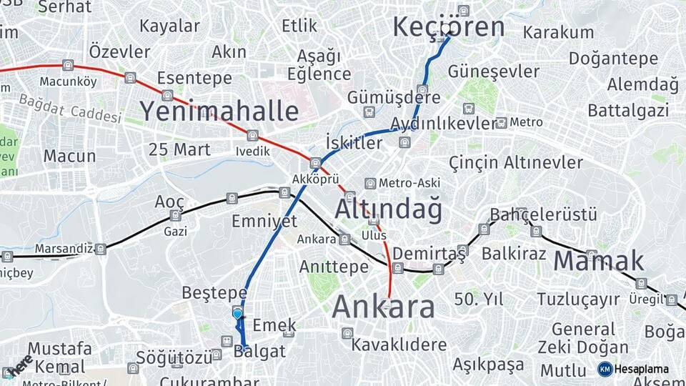 Ankara AŞTİ Otogarı Keçiören Arası Kaç Km - Yol Tarifi