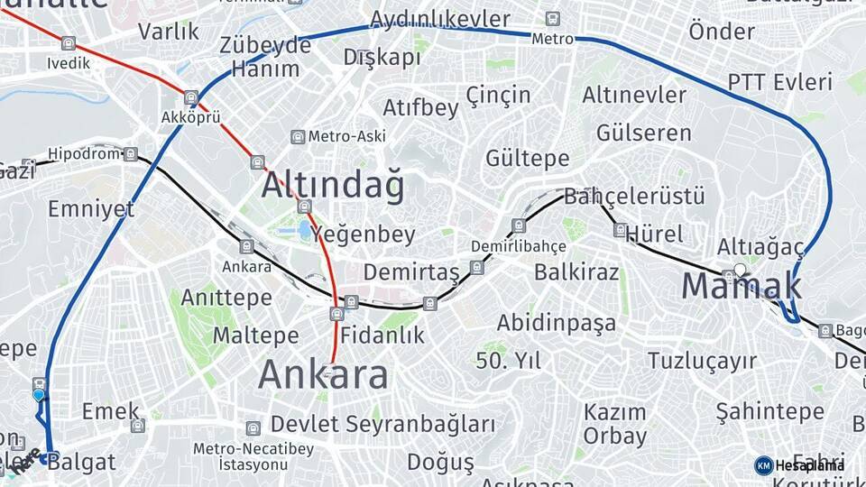 Ankara AŞTİ Otogarı Mamak Arası Kaç Km - Yol Tarifi