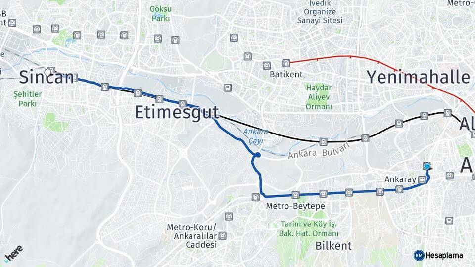 Ankara AŞTİ Otogarı Sincan Arası Kaç Km - Yol Tarifi