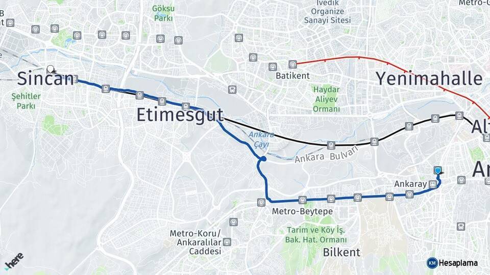 Ankara AŞTİ Otogarı Sincan YHT Garı Arası Kaç Km - Yol Tarifi
