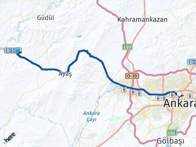 Akkaya Ankara Tren Garı Arası Kaç Km - Yol Tarifi