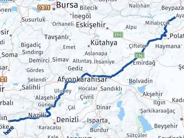 Ankara Ayaş Aydın Arası Kaç Km - Yol Haritası