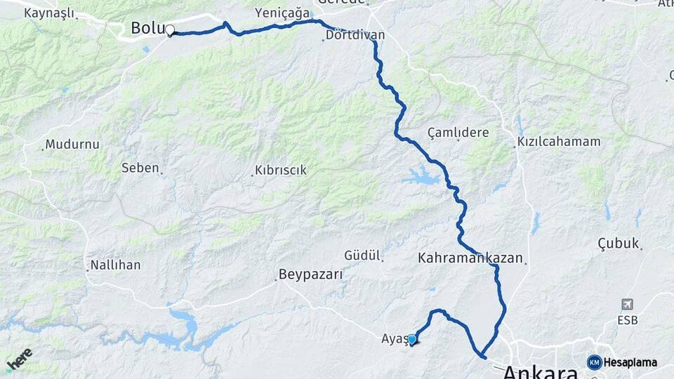 Ankara Ayaş Bolu Arası Kaç Km - Yol Haritası