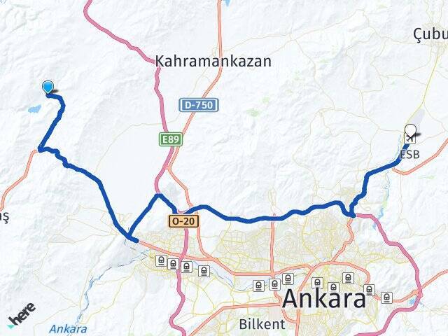 Çanıllı Esenboğa Havalimanı Arası Kaç Km - Yol Tarifi