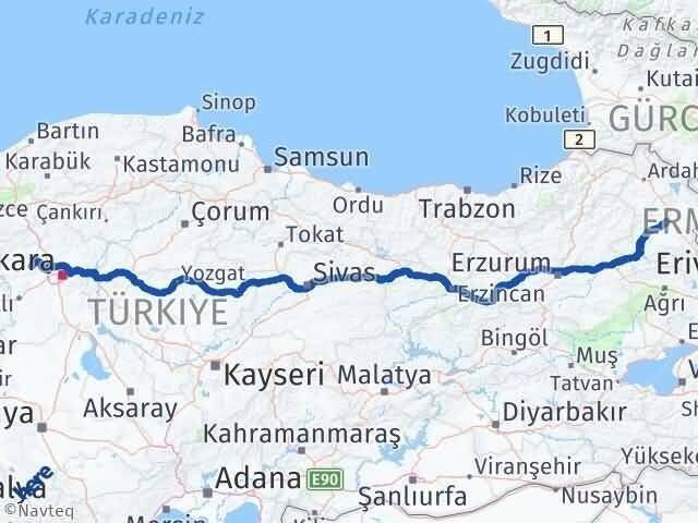 Ankara Ayaş Kars Arası Kaç Km - Yol Haritası